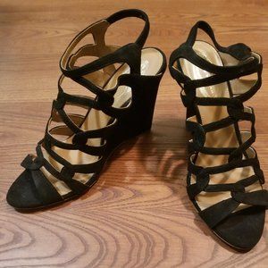 Elie Tahari Suede Gladiator Wedge Heel Sandal